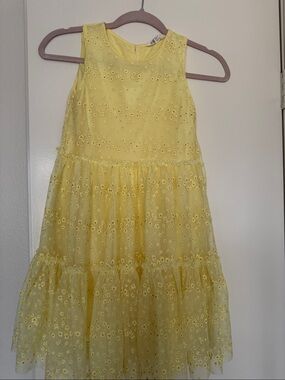 H&M Yellow Eyelet Tiered tulle Dress for Girls